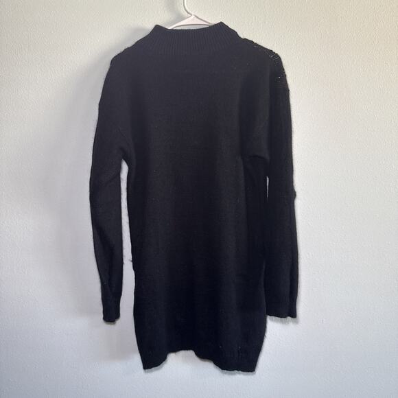 VTG IB Diffusion Black Knit Sweater Dress Metallic Geometric Silk 90's Womens XS - Picture 3 of 4